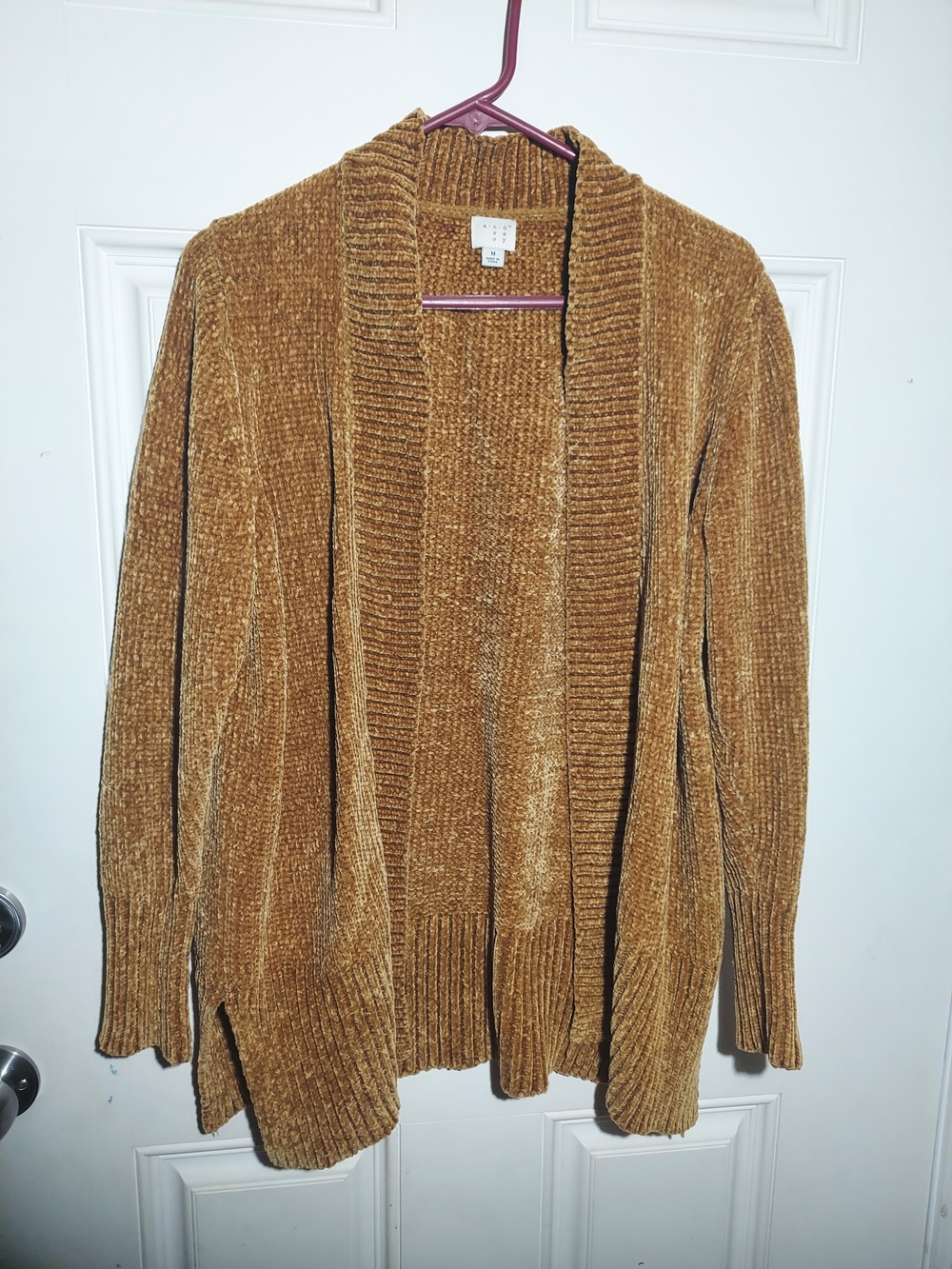 A New Day Cozy Open-Front Chenille Cardigan Sweater - Golden Yellow